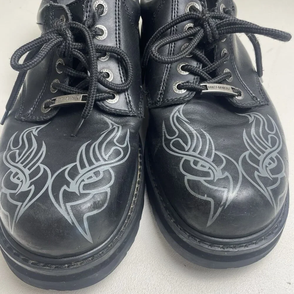 Harley Davidson Men's Black Leather Low Top Motorcycle Riding  Dress Shoes 13
